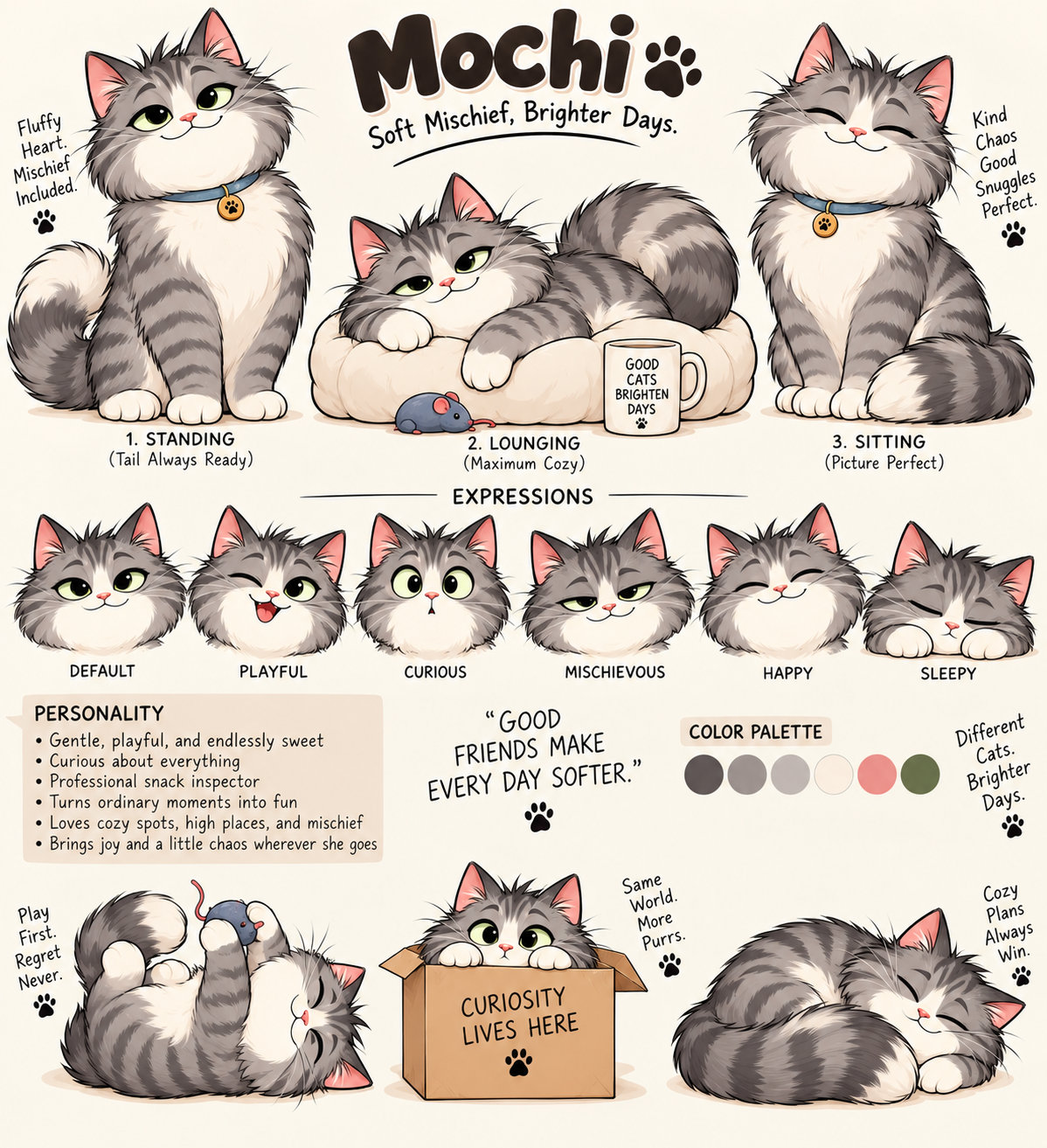Mochi the AI gray-and-white cat